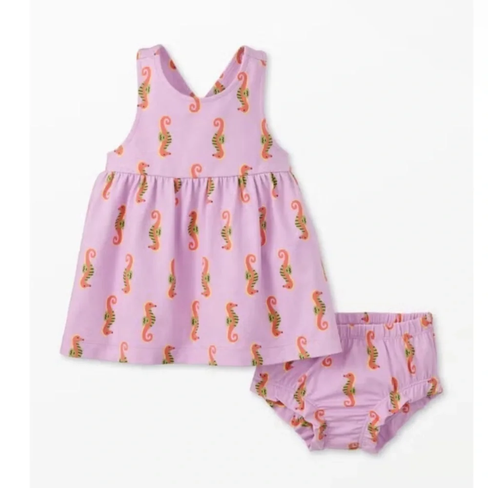 Hanna Andersson Pink Seahorse Print Set